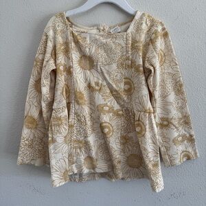 Kate Quinn 6Y Beige Floral Long Sleeve Top